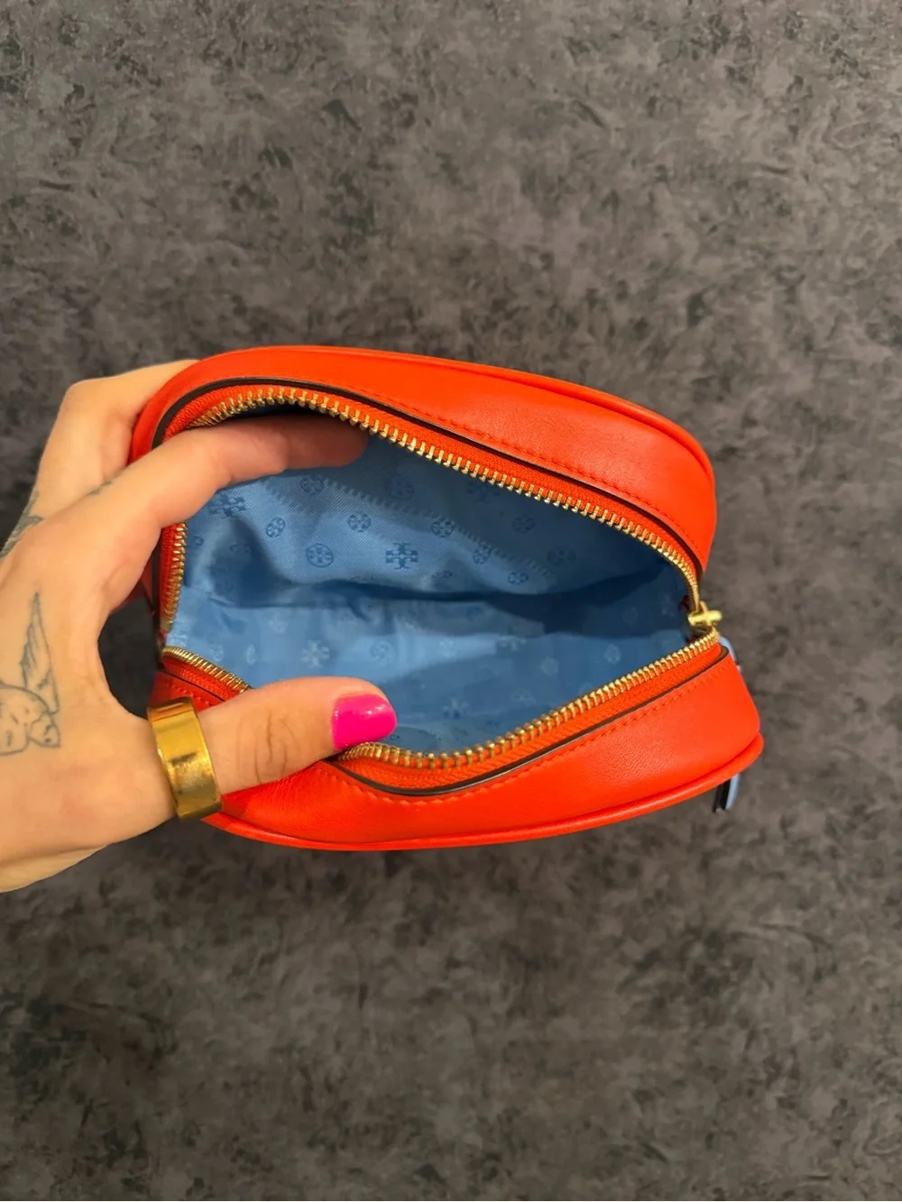 Tory Burch Perforated Double-T Cosmetic Clutch